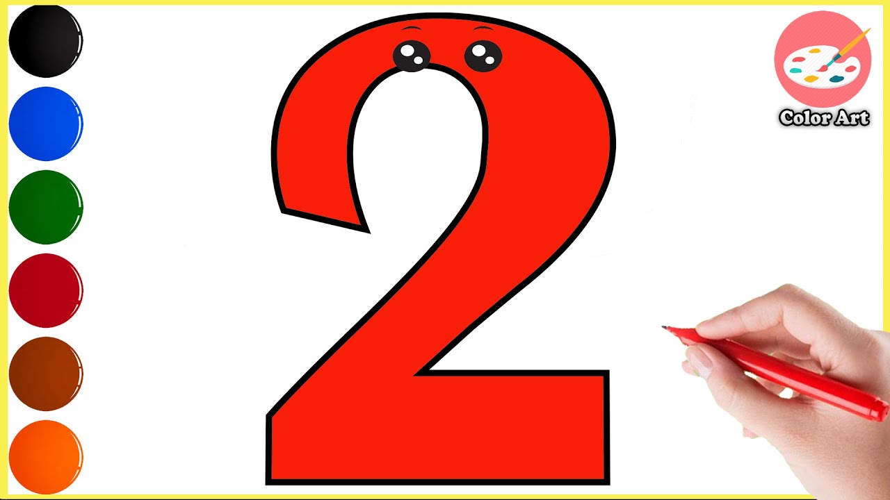 Let's learn to Numbers 2 drawing and coloring || Numbers 2 drawing ||#drawing#Numbers #002