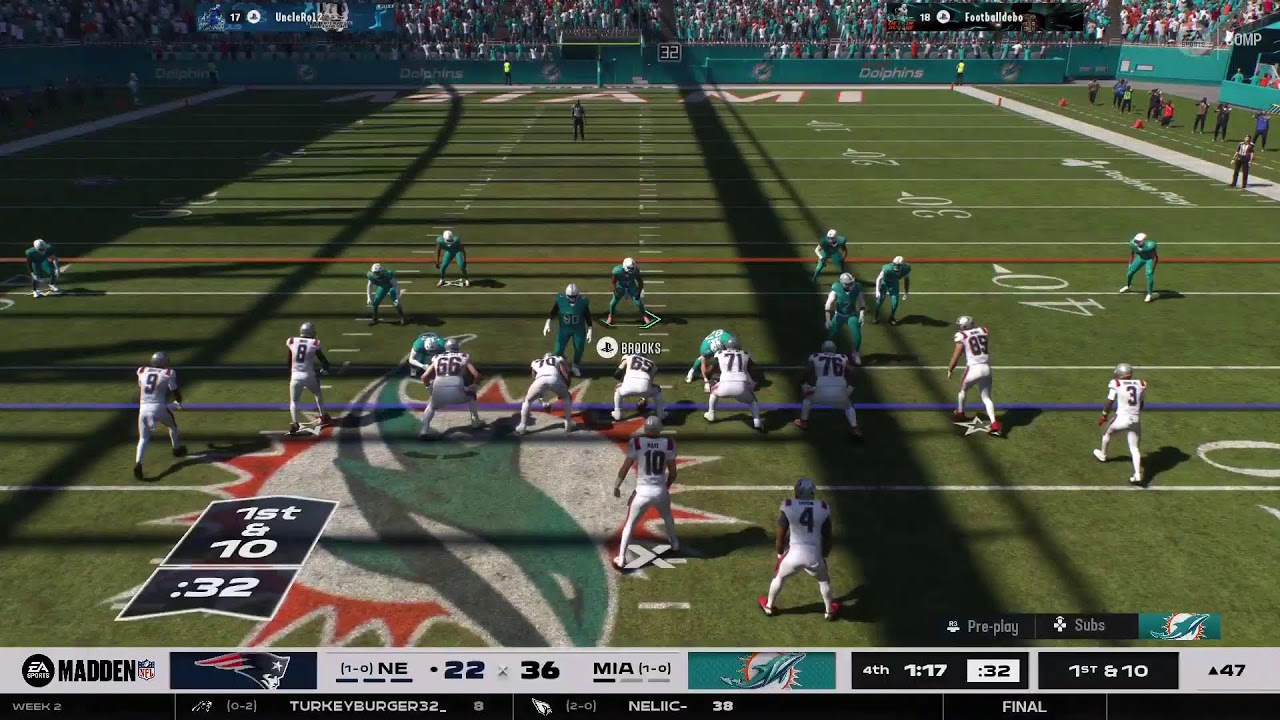 Madden 26 league game vs pats