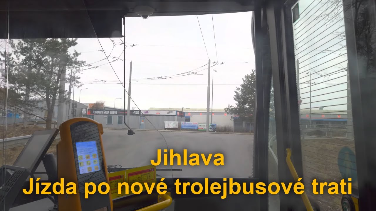 Jízda trolejbusem v Jihlavě po nové trati Bosch - Bedřichov - Kaufland - Antonínův důl, 12.2.2023