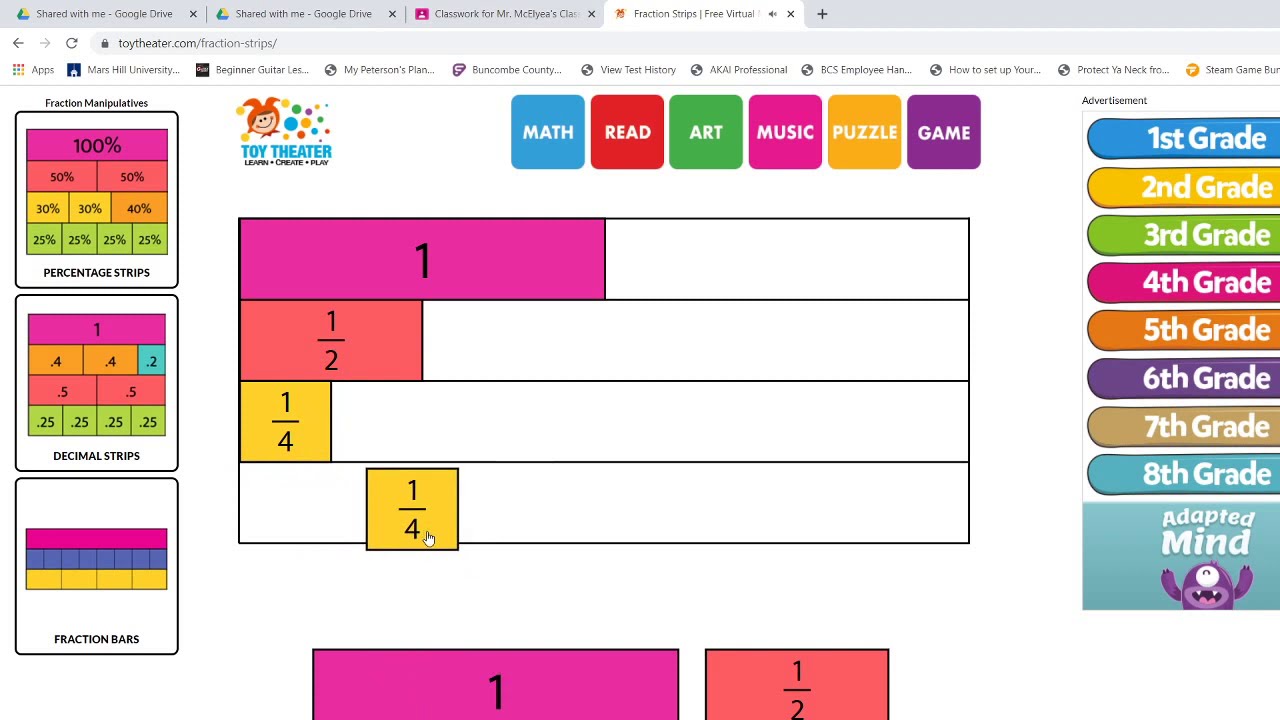 Using Fraction Strips to Multiply Fractions