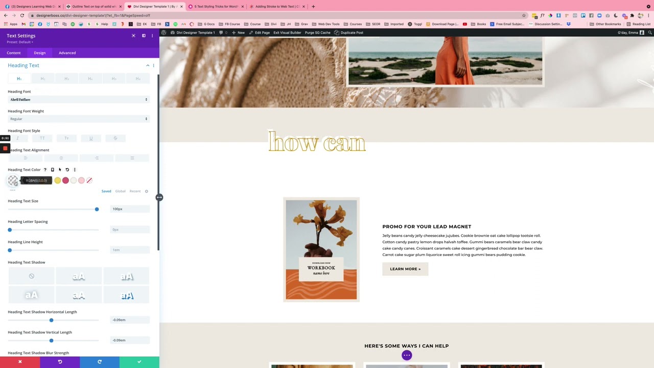 How to create an offset stroke font in Divi