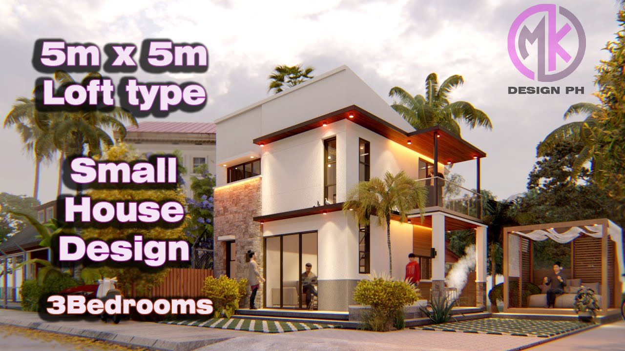 Small House Design l 5x5 Meters l Loft Type 3 Bedrooms