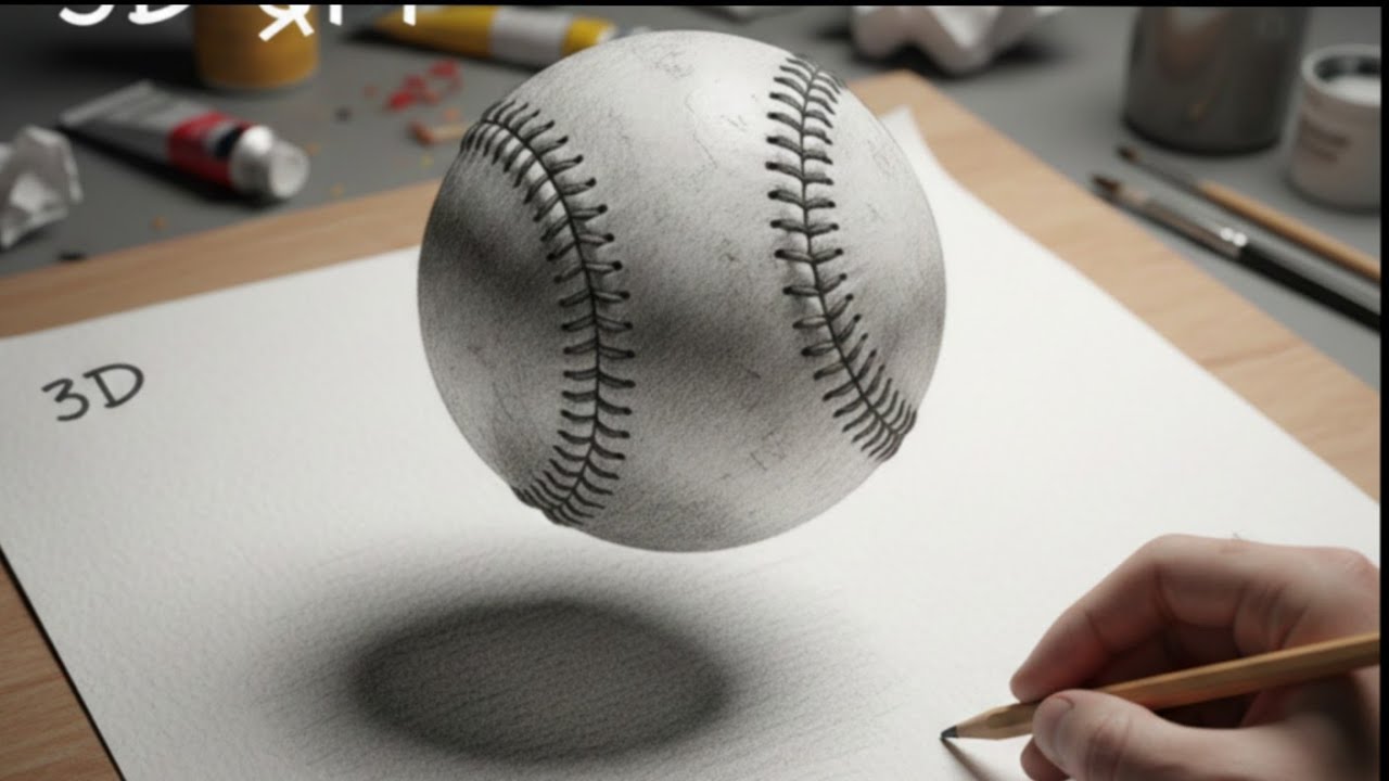 How to Draw a 3D Flying Ball Step by Step | 3D Drawing Tutorial | RMN Arts
