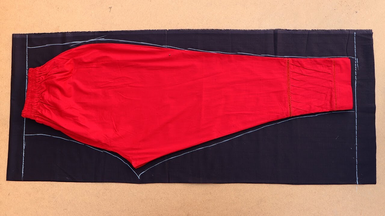 Ladies Pant Trouser Cutting by Placing another Trouser on it,Easy way to cut