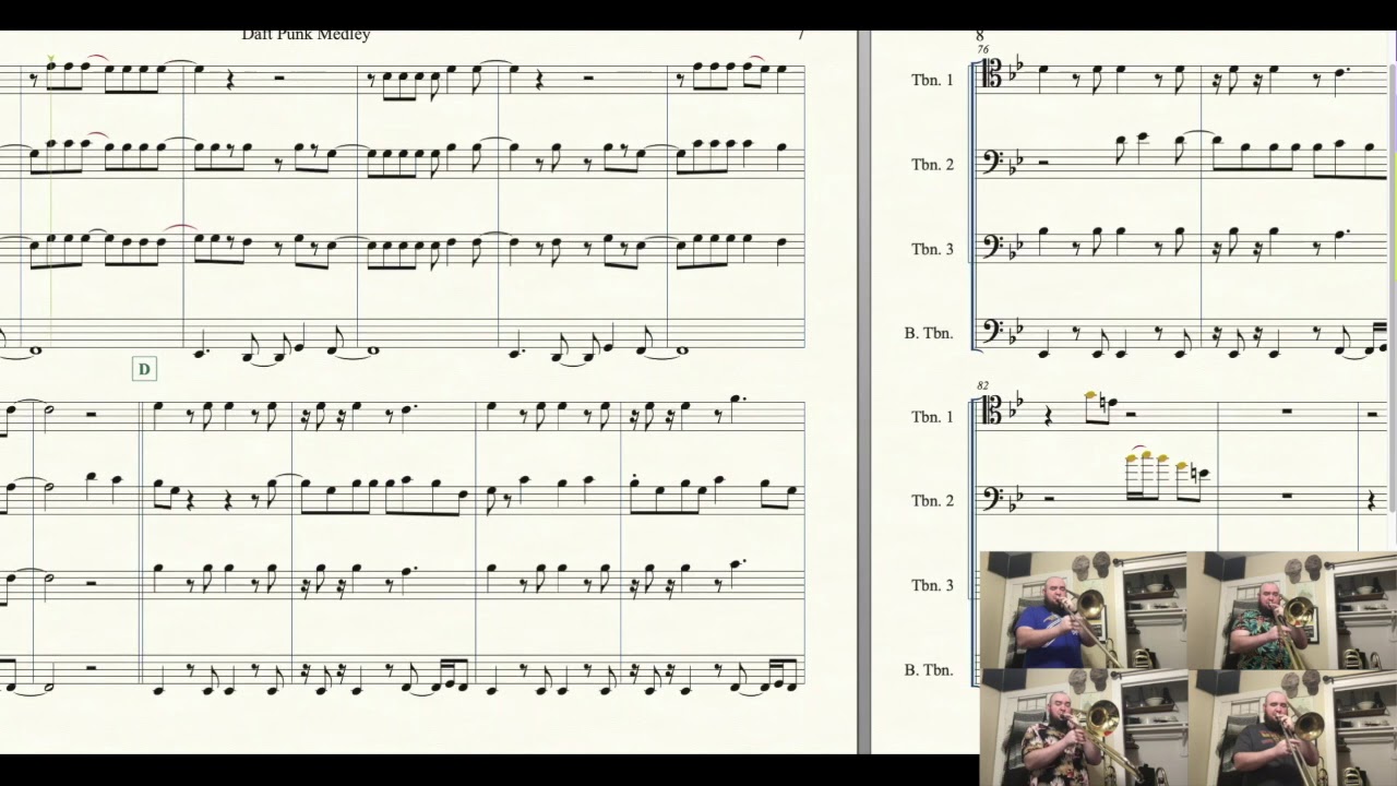 Pentatonix Daft Punk Medley - Trombone Quartet Sheet Music