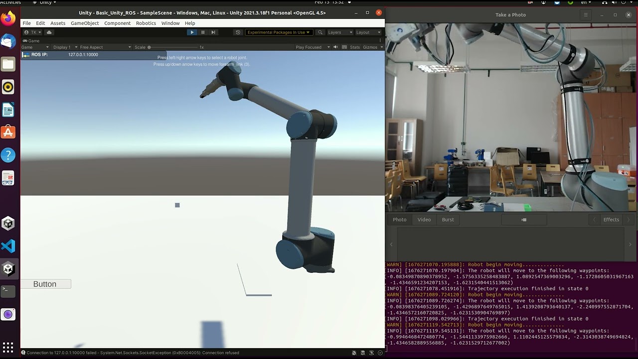 Unity controls the UR10e Robot via ROS