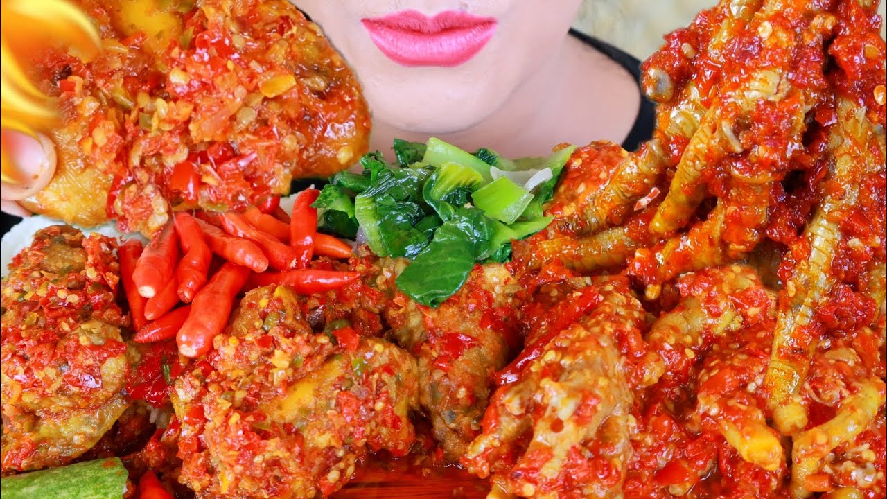 ASMR CEKER MERCON, SAYAP AYAM CHILI PADI, TUMIS SAWI | ASMR MUKBANG INDONESIA