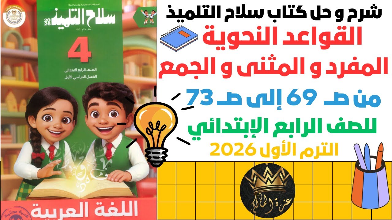 شرح وحل القواعد النحوية المفرد والمثنى والجمع | الرابع الابتدائي ترم أول 2026 | كتاب سلاح التلميذ
