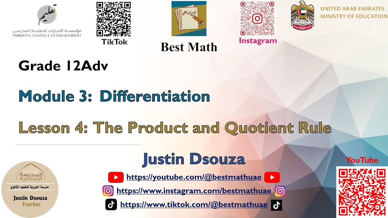 The Product and Quotient Rule [Chapter 3 Lesson 4]