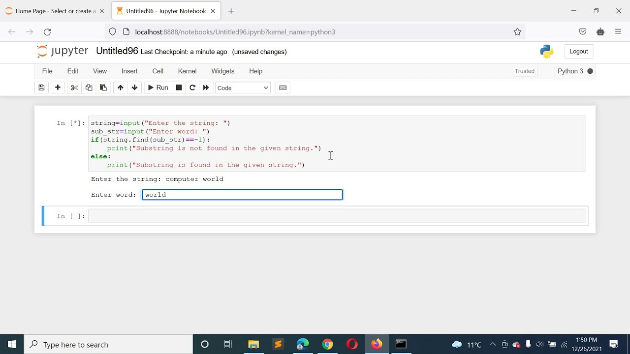 Python Program to Check if a Substring is Present in a Given String