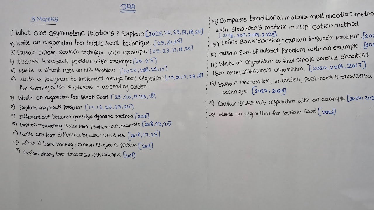 DAA most important Questions for 5 Marks Questions | daa |  BCA Expert.