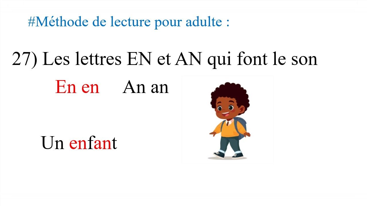 27 le son en et an : Méthode de lecture adulte