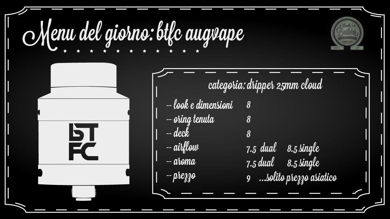 btfc rda by augvape dripper bf single e doppia coil recensione emiliabuilder ita
