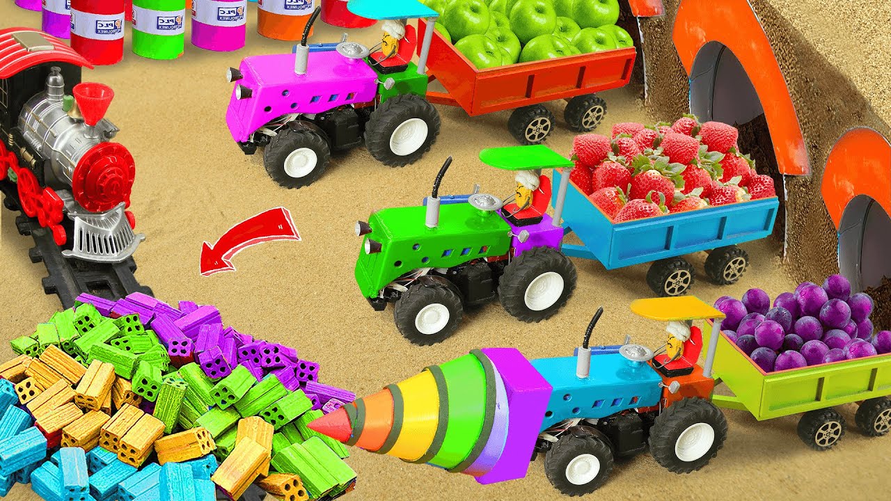 Diy tractor mini Bulldozer to making concrete road | Construction Vehicles, Road Roller #470