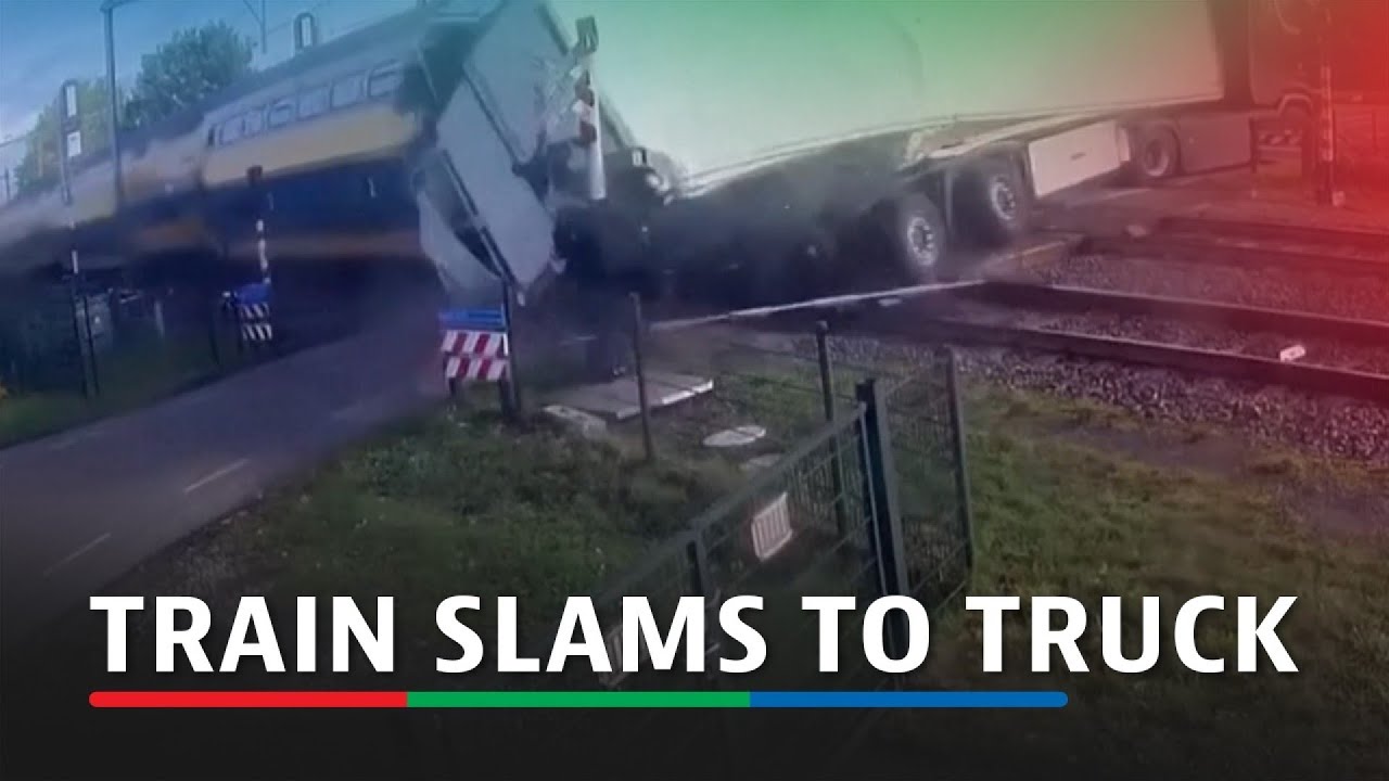 CCTV footage captures train collision with truck in the Netherlands | ABS-CBN News