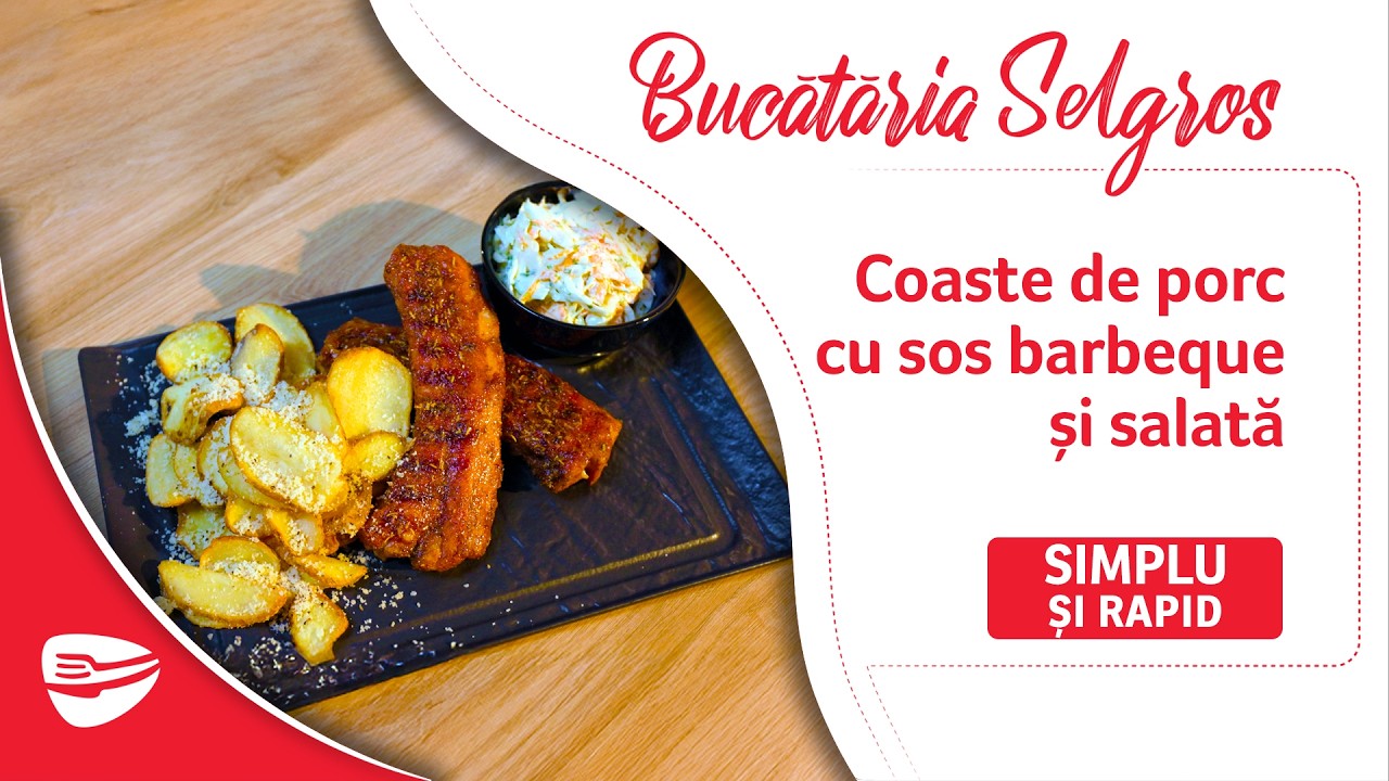 Coaste de Porc LA GRATAR, cu Cartofi la Airfryer si Salata Coleslaw