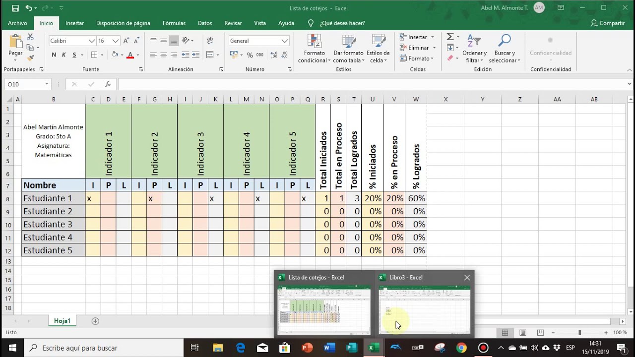 Hacer una lista de cotejos en Excel