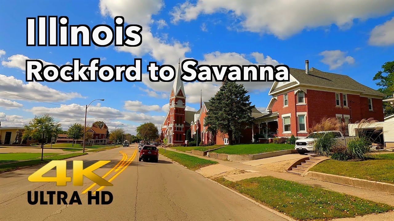 Autumn Drive from Rockford to Savanna, Illinois - 4K with Music