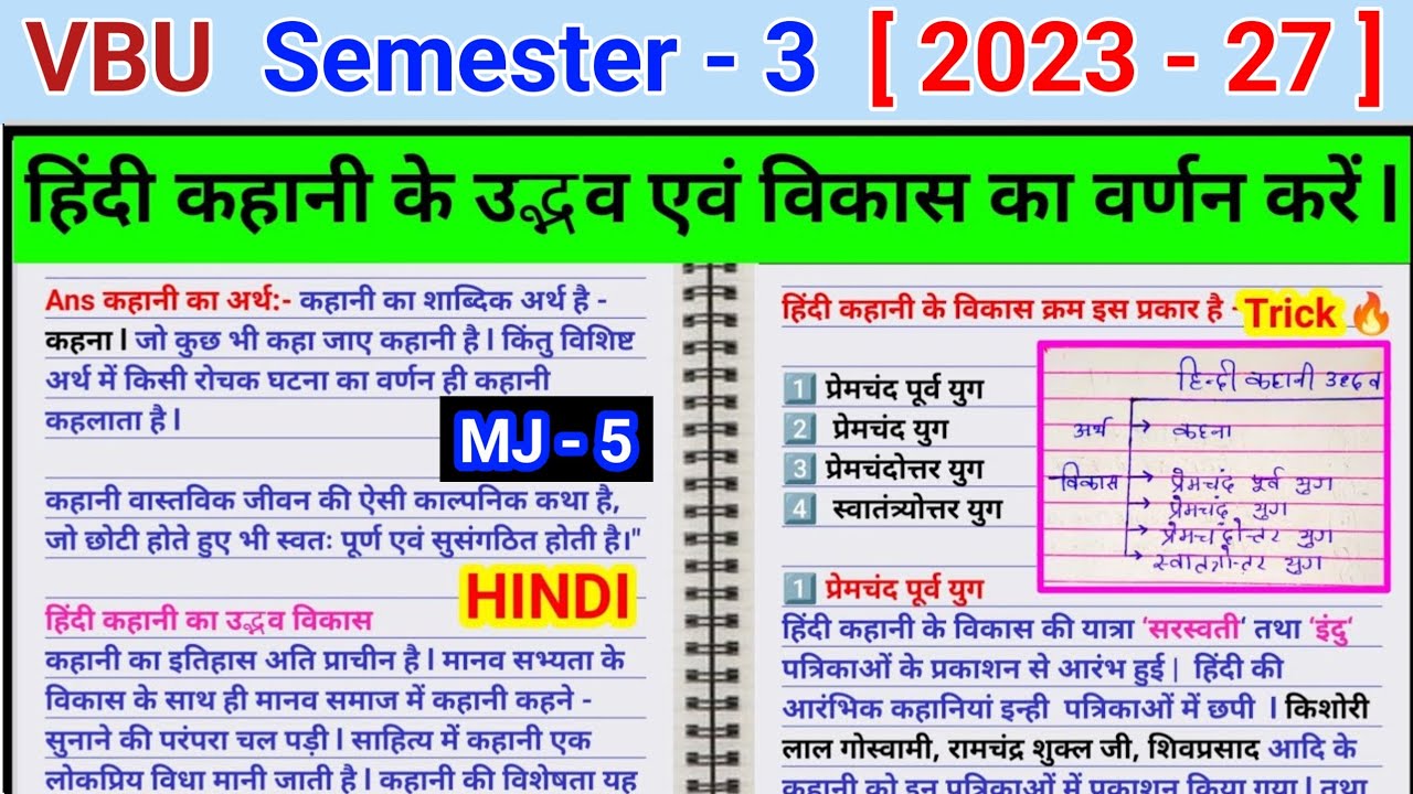 Hindi kahani ke ubhdav AVN Vikas ka varnan Karen हिंदी कहानी के उद्भव एवं विकास का वर्णन mj 9 hindi