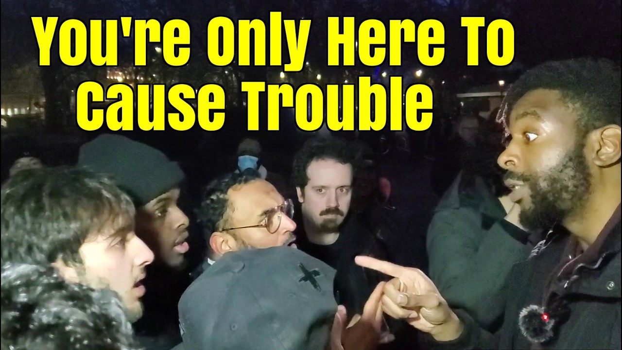 Speakers Corner - Muslims Try To Defend The Violent Man Harassing When Big Dave Confronts Him