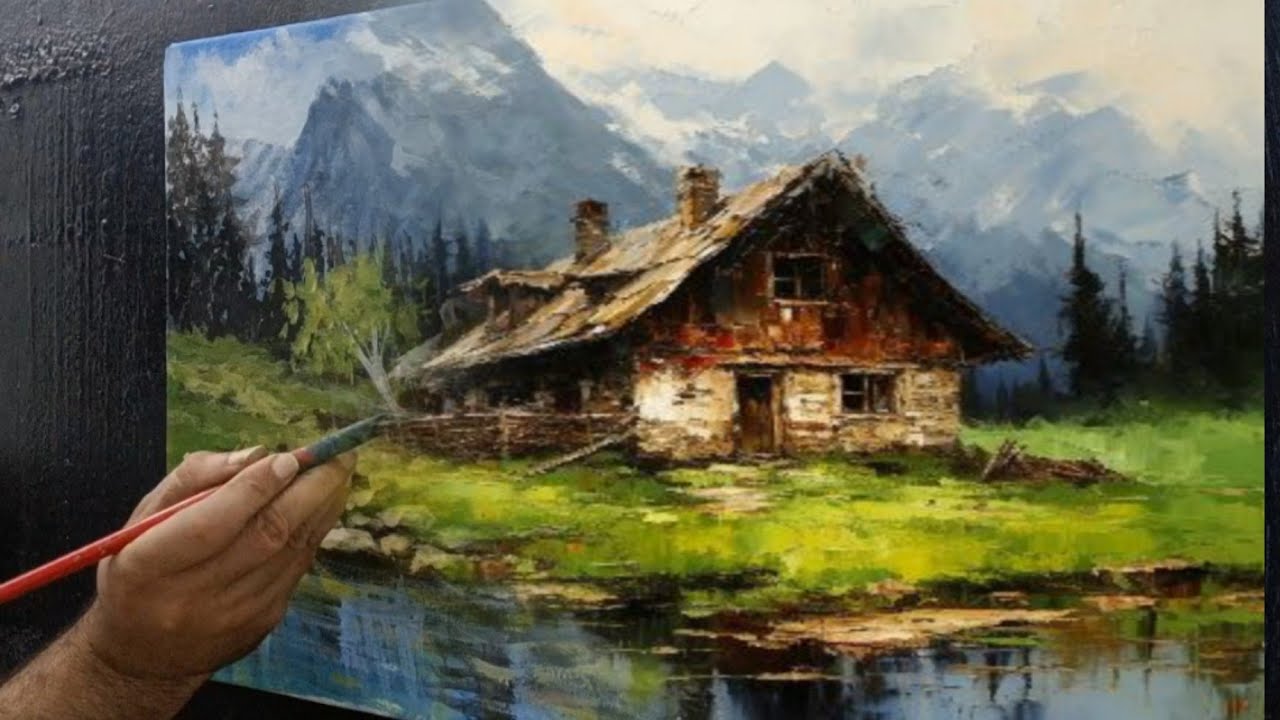 Как рисовать дома, небо, горы и деревья для начинающих пейзажистов