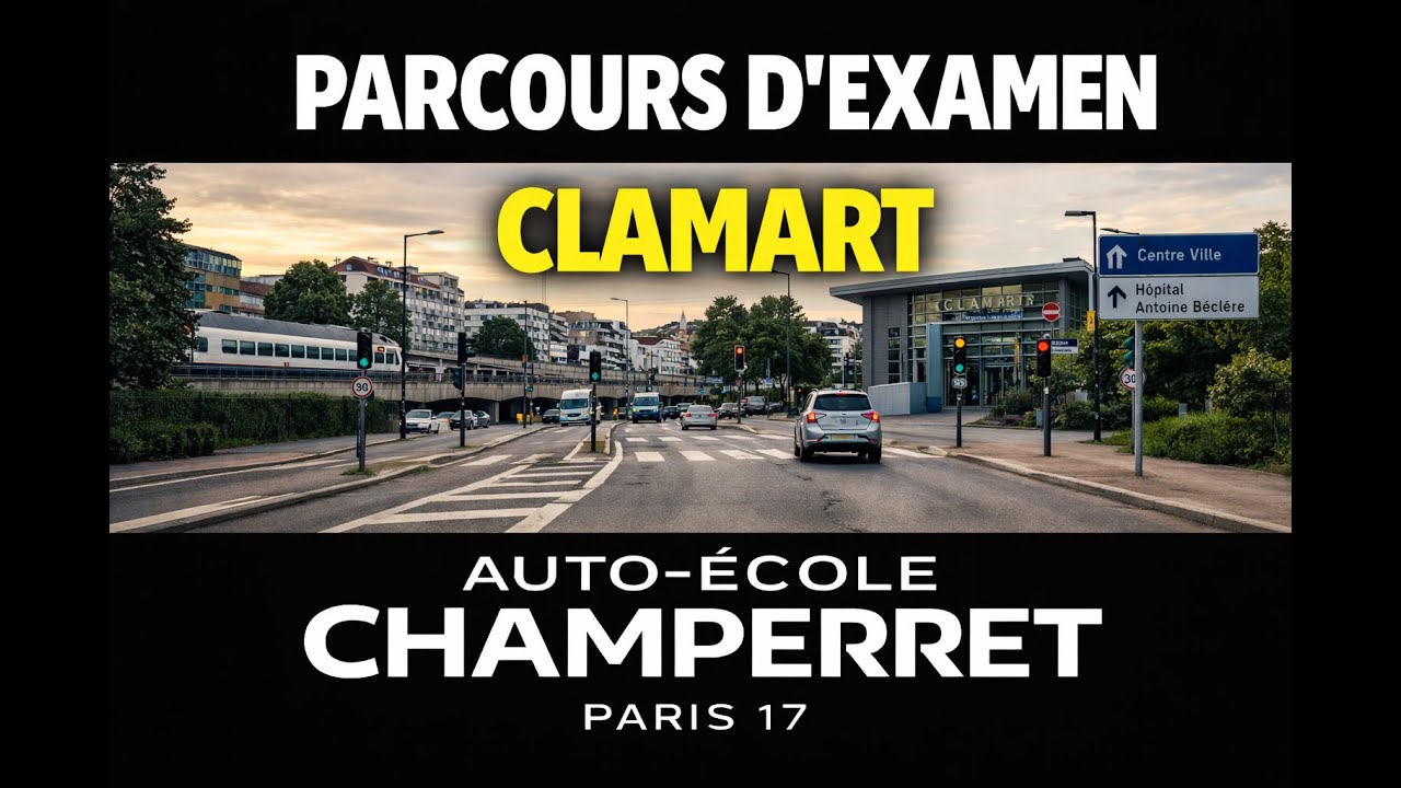 Clamart – Parcours d’examen permis de conduire #3(Auto-école Levallois Perret – Metro Louise Michel)
