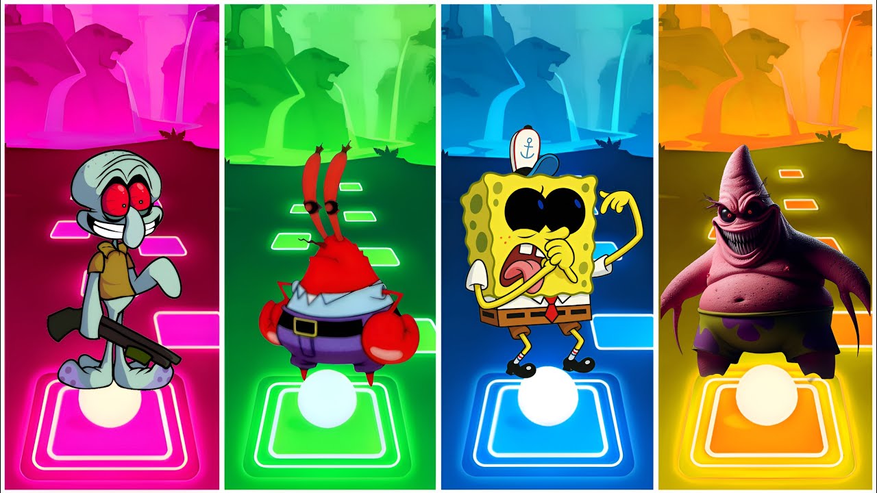 SQUIDWARD EXE VS MR KRABS EXE VS SPONGEBOB EXE VS PATRICK EXE | TILES HOP