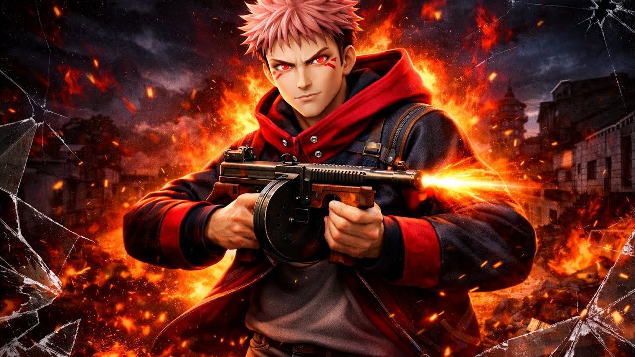 Jugando free fire con la skin de itadori 