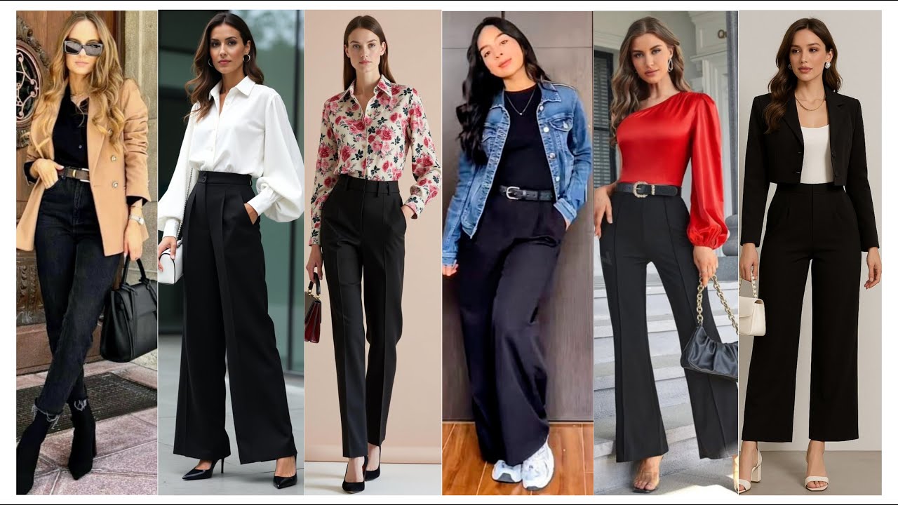 ESPECTACULARES OUTFITS CON PANTALONES NEGROS 🖤🤩 Luce moderna y sofisticada en cualquier ocasi&oacute;n