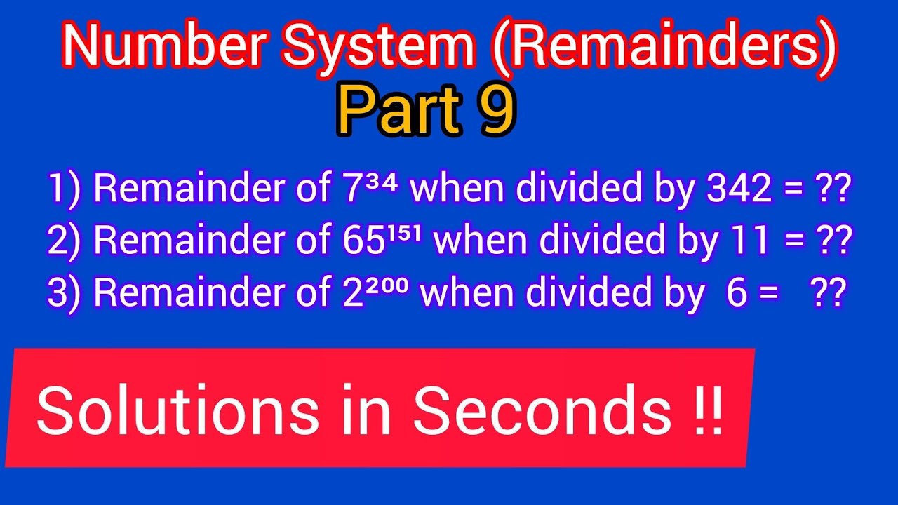 Number System ( Remainders )/Shortest Solutions/SSC CGL/IBPS/CBSE/OLYMPIAD #maths , #students 