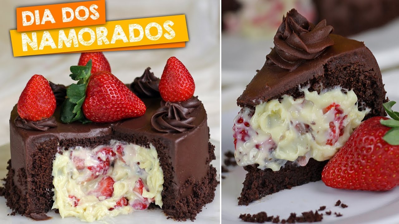 BOLO BOMBOM DE MORANGO | BOLO DE CHOCOLATE COM MORANGO | Nandu Andrade