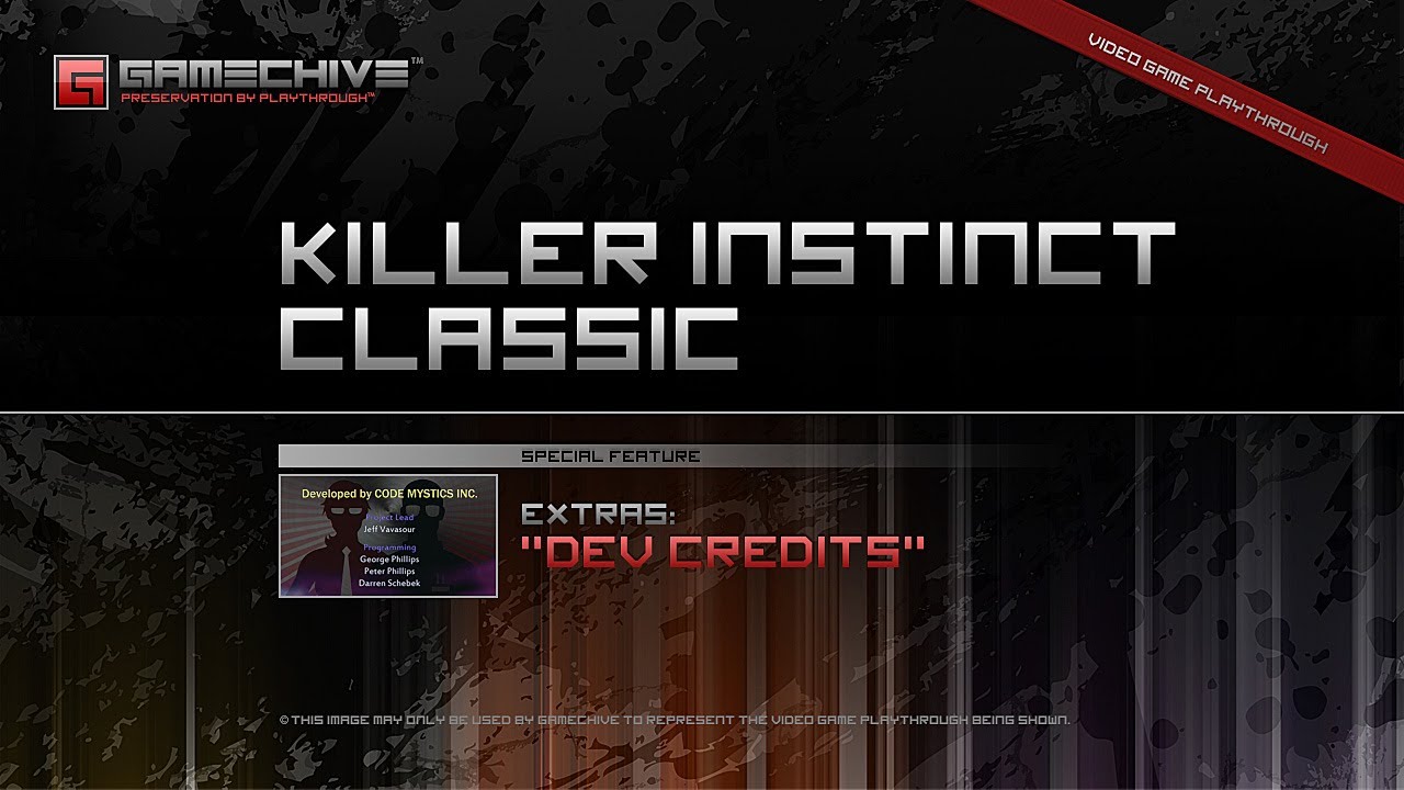 Killer Instinct Classic (XB1) Gamechive (Extras: Developer Game Credits)
