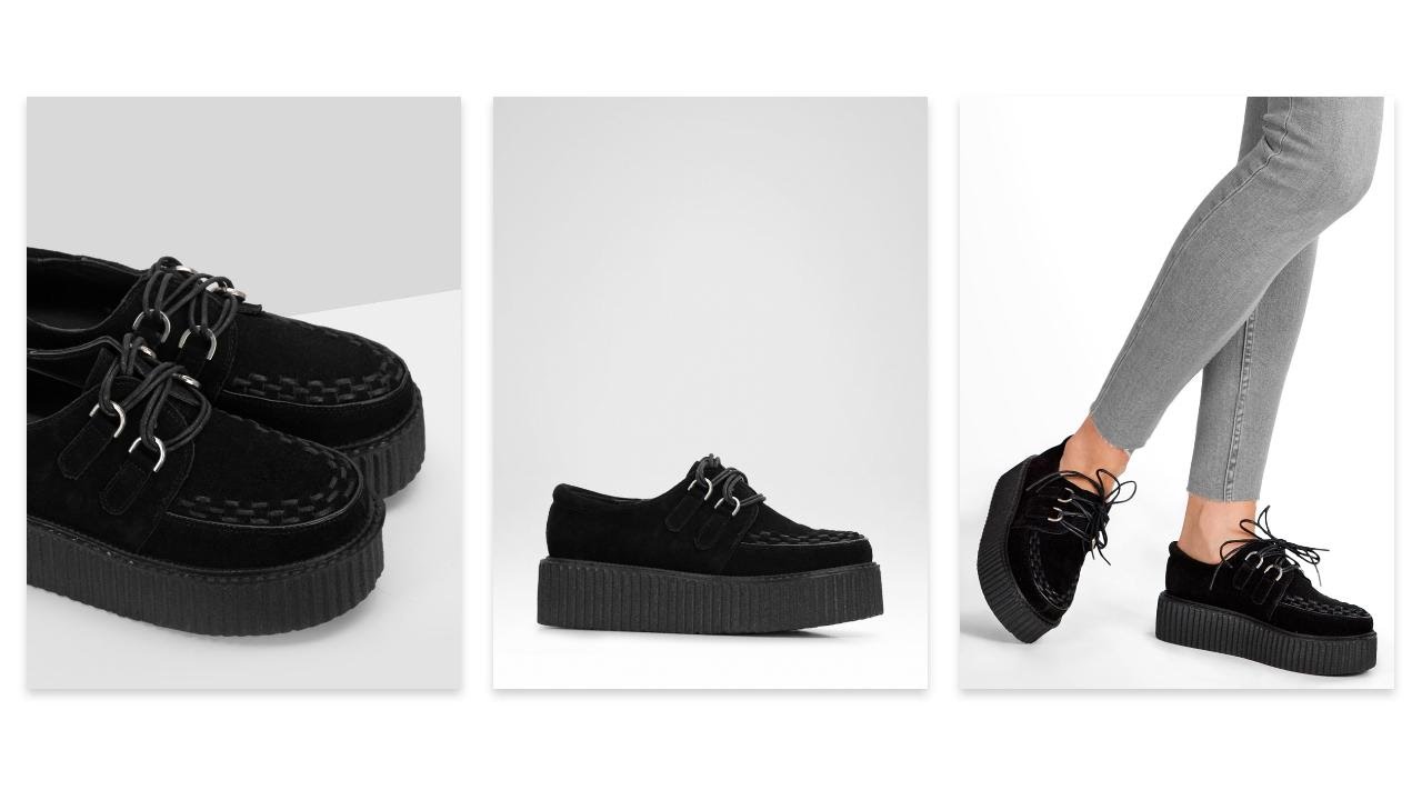 Creepersy Wait Up Black Leather Creepers - DeeZee.pl