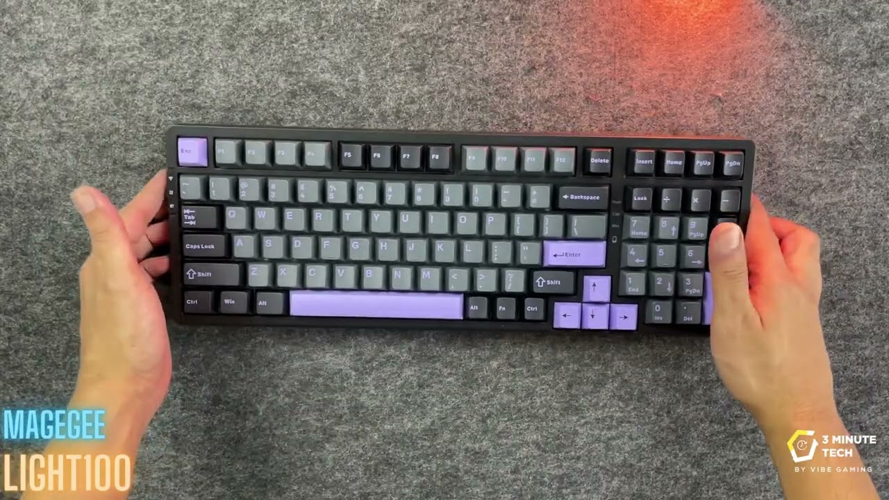 MageGee LIGHT100 4800 BDT/ 45$ Tri-Mode Wireless Gasket Mounted Mechanical Keyboard Black Purple