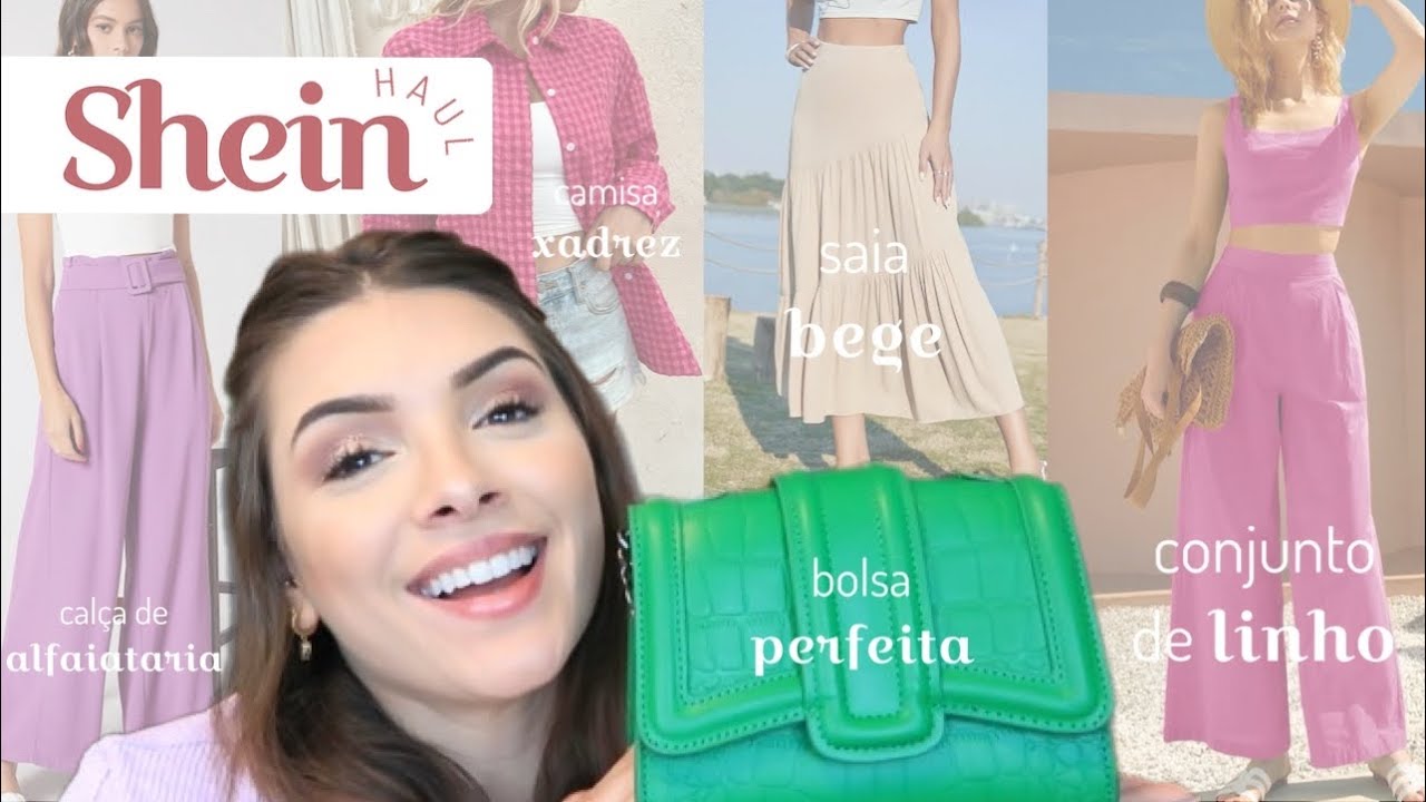 COMPRINHAS PRIMAVERA SHEIN: calça alfaiataria, bolsa, camisa xadrez, conjunto e saia, provando tudo!