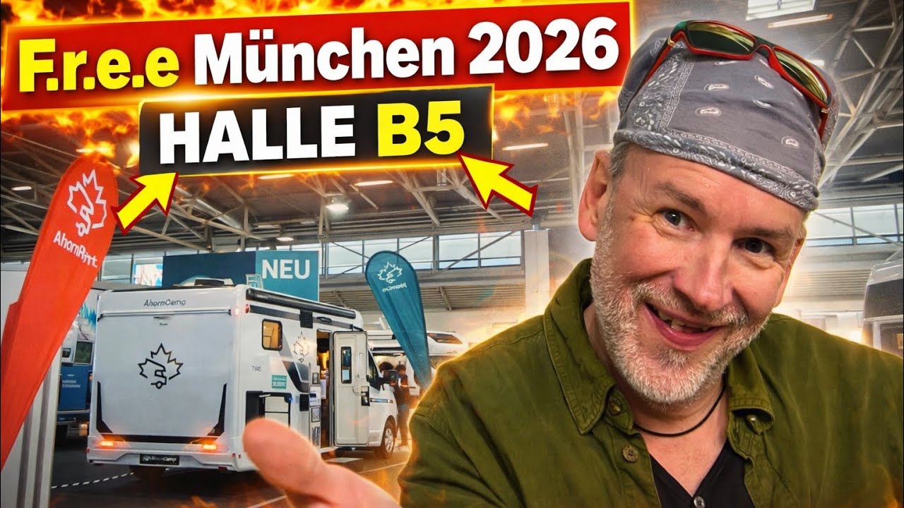 Messe free 2026  in München. Reisemesse F.re.e Rundgang Halle B5 Wohnmobil, Wohnwagen, Kastenwagen