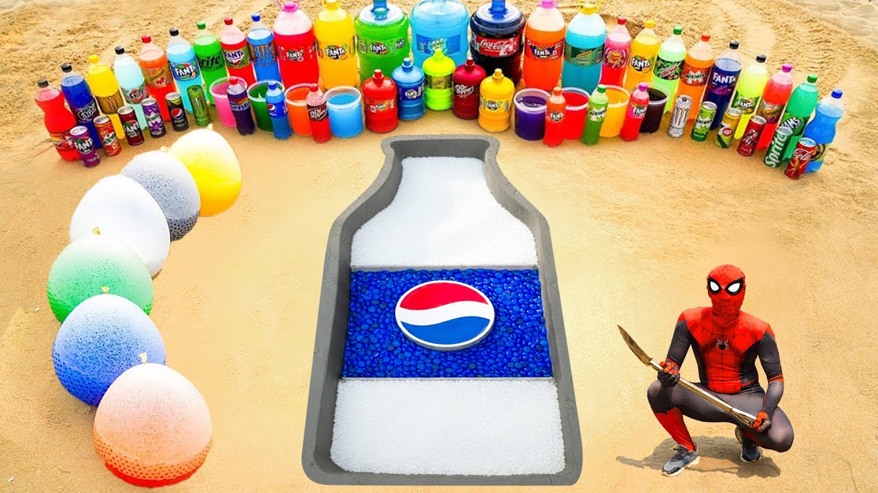 How to Make Giant Pepsi bottle with Orbeez & Cement, Fanta, Mirinda, 7up, Big Coca Cola vs Mentos