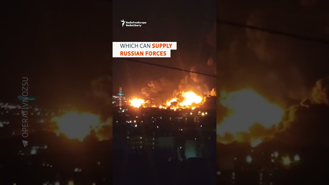 Massive Fire In Key Russian Oil Depot In Crimea After Ukraine Drone Strike