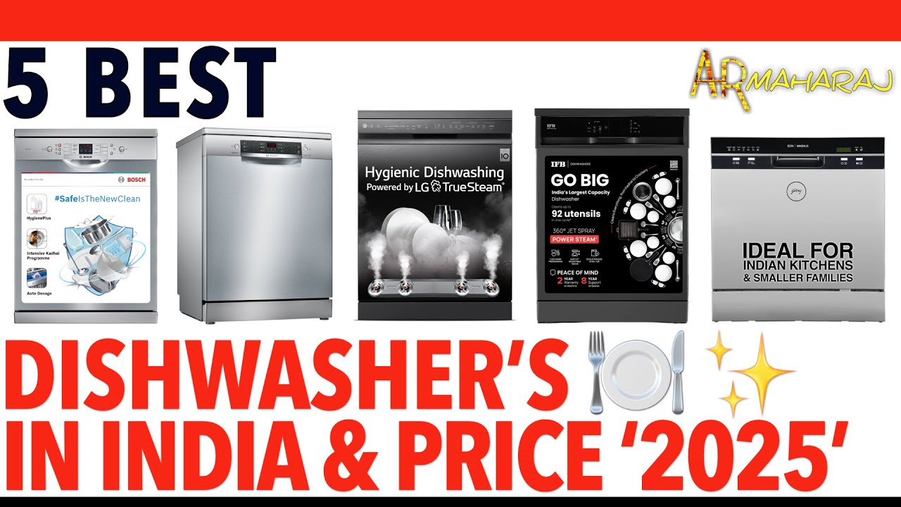 🍽️ Top 5 Best Dishwashers iN India 2025 | ✨ Dishwasher Price | BOSCH, LG, IFB, GODREJ