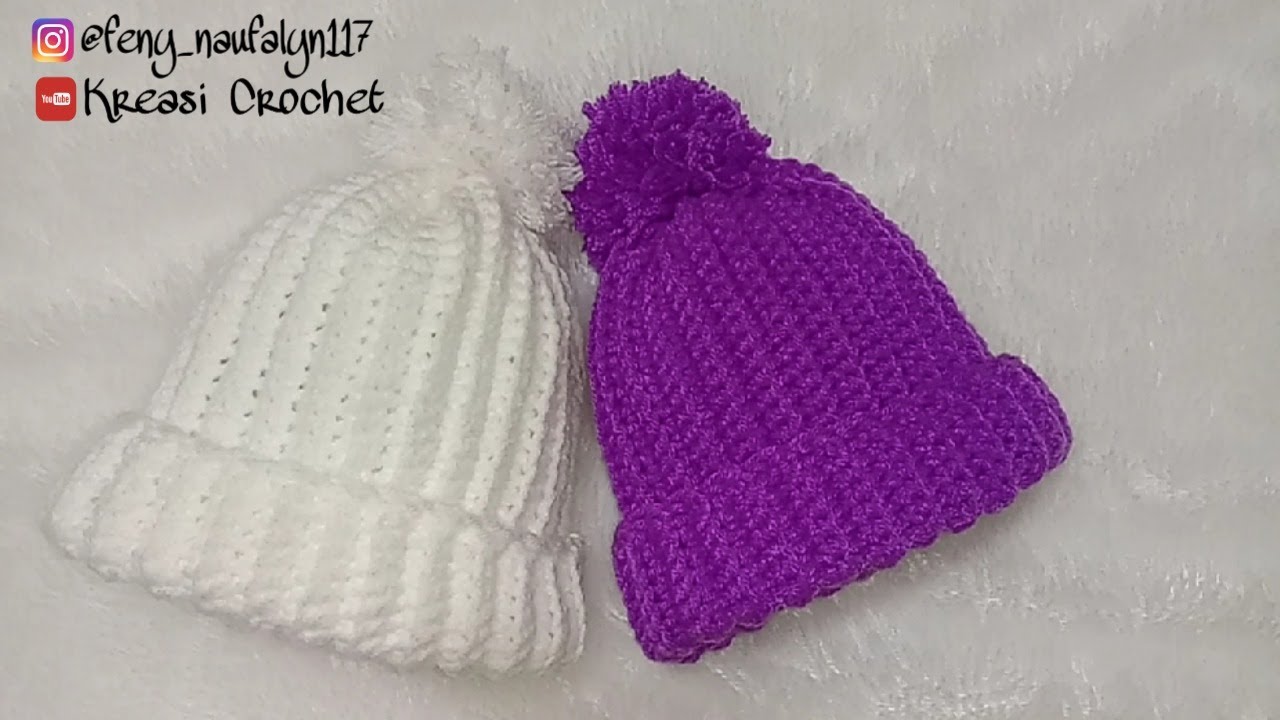 Tutorial Cara membuat topi bayi rajut usia 0-3 bulan || merajut untuk pemula