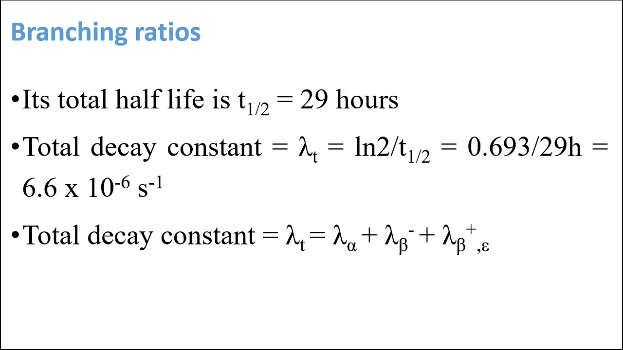 Nuclear Physics_Radiactive branching ratios and partial half lives_lecture 5_undergraduate