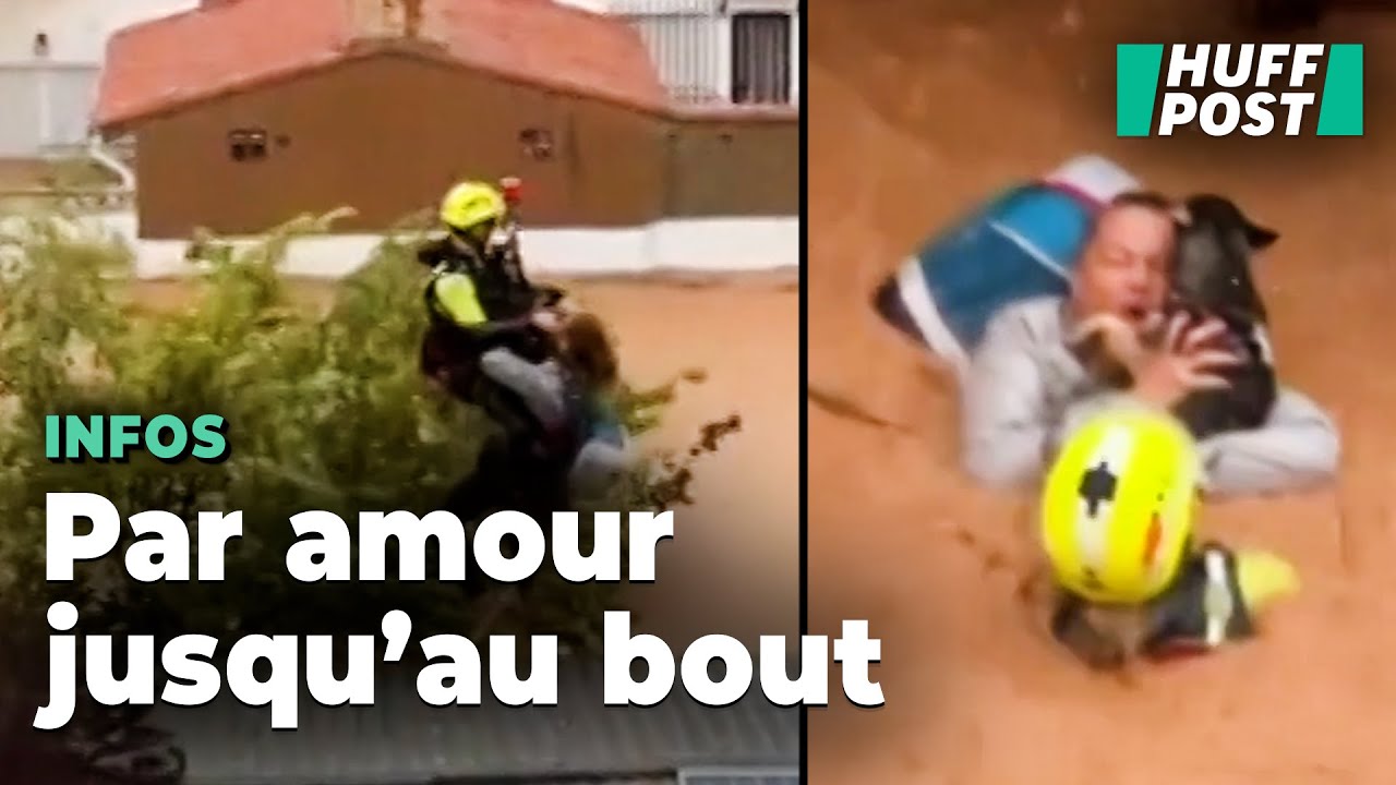 Au coeur des crues en Espagne, le sauvetage in extremis d’une femme refusant de lâcher son chien