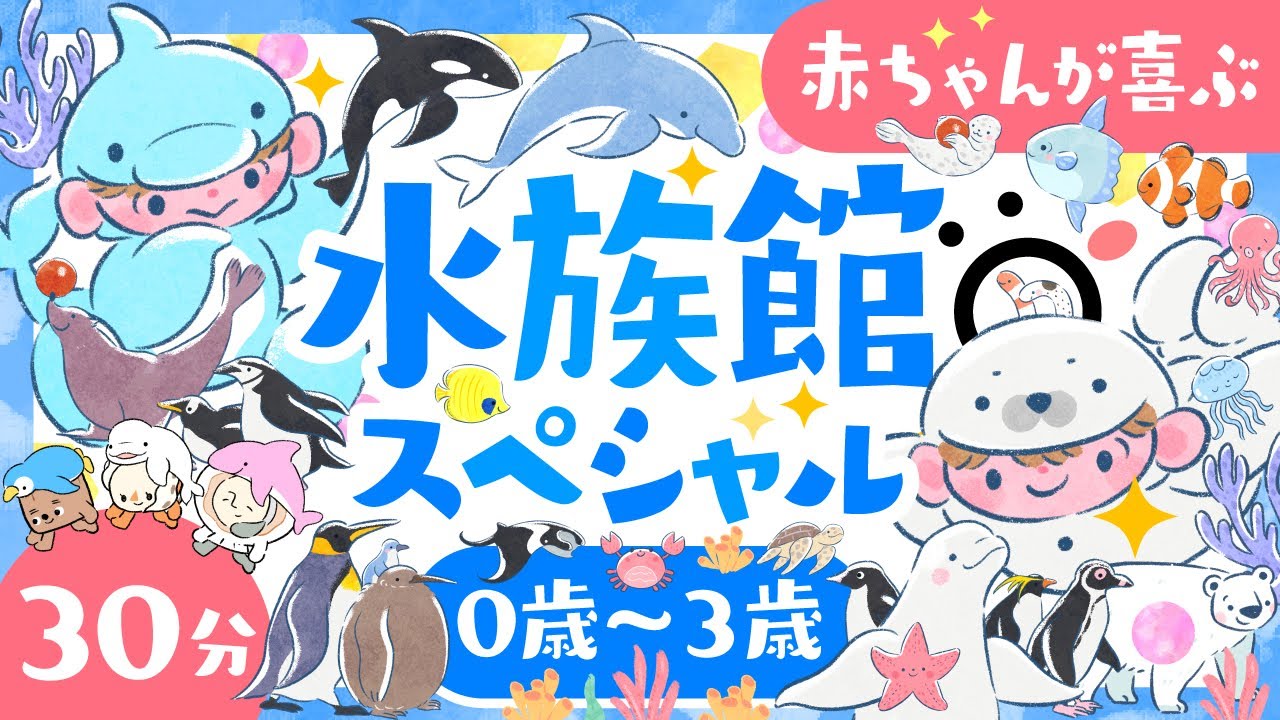 【赤ちゃんが泣きやむ】水族館スペシャル🐬海の生き物🐧👶ö│赤ちゃんが喜ぶ歌♪音楽♫│笑う│乳児・幼児向け🌲0歳1歳2歳3歳【海の生き物アニメ】