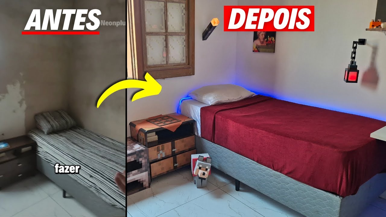 MEGA COMPILADO: TRANSFORMEI Meu Quarto SIMPLES no MINECRAFT da Vida Real!
