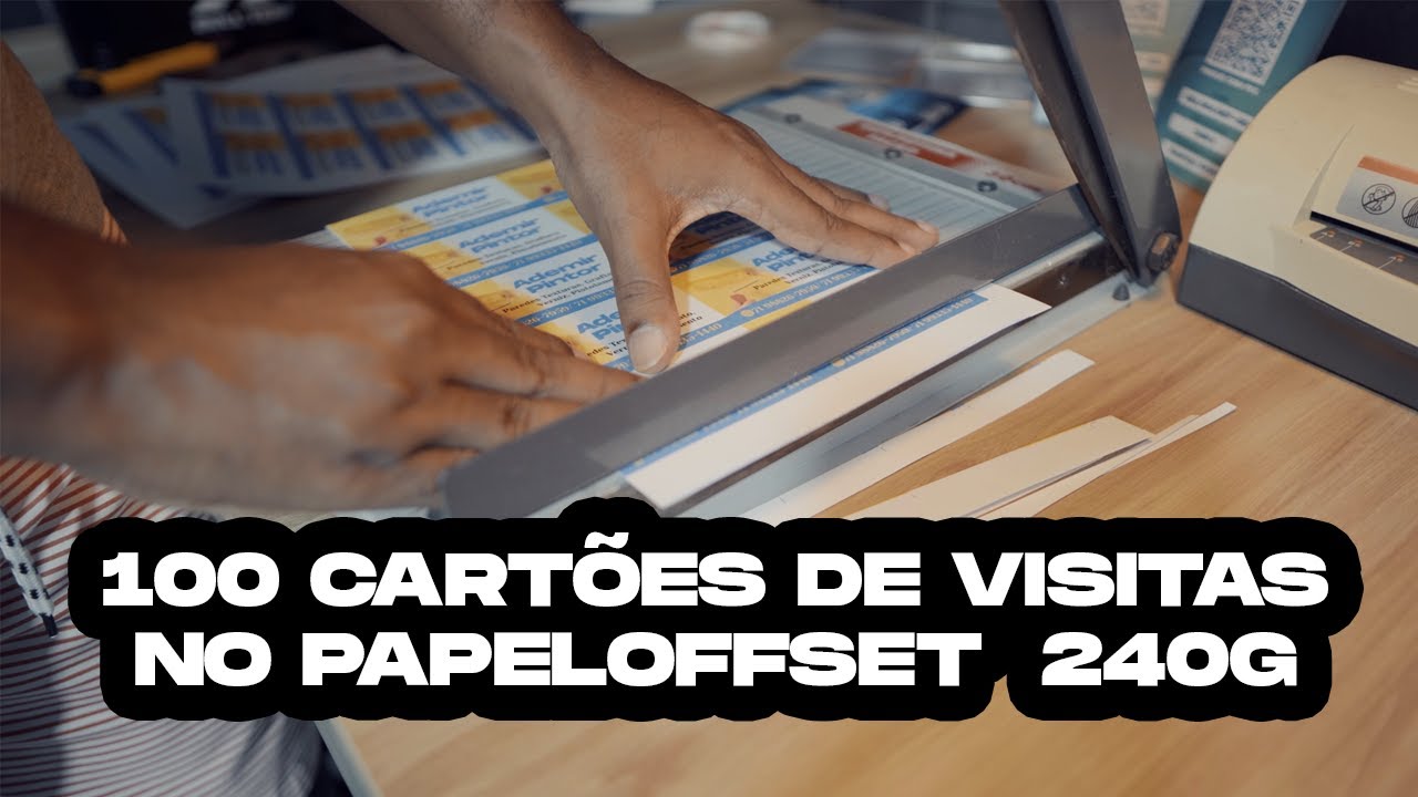PRODUZINDO 100 CARTÕES DE VISITAS NO PAPEL OFFSET 240G E RECORTANDO