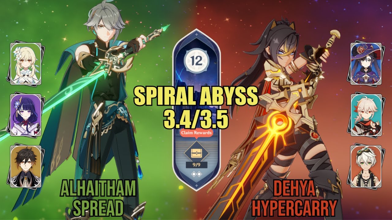 Alhaitham Spread & Dehya Hypercarry - Spiral Abyss 3.4/3.5 - Floor 12 (9★)