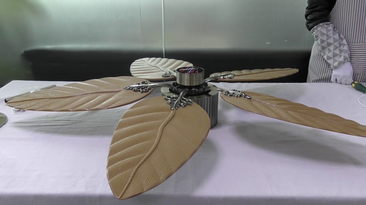 Tropical Fan with 5 Blade leaf installation video 52 inch yellow
