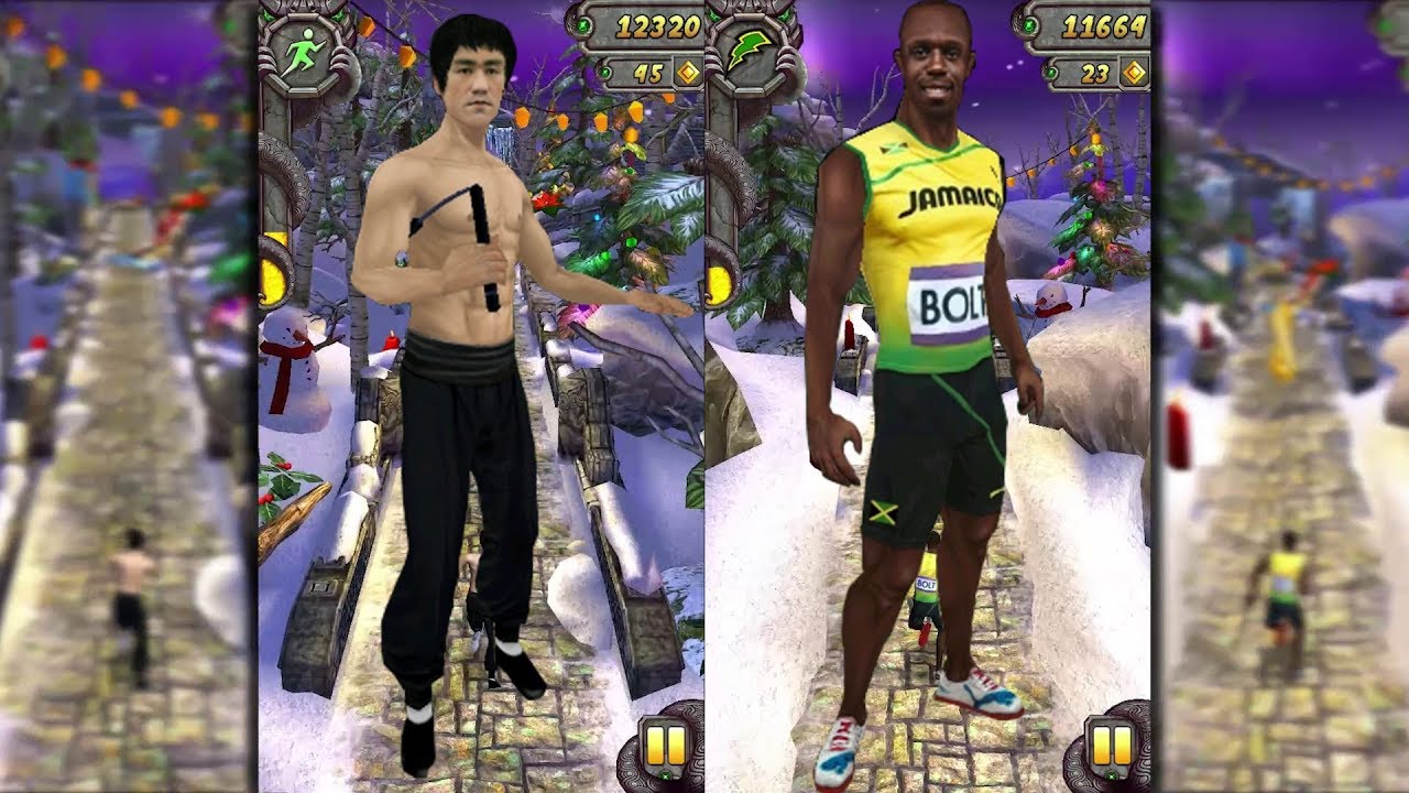 Temple Run 2 Frozen Festival - Bruce Lee Vs Usain Bolt -  Endless Run