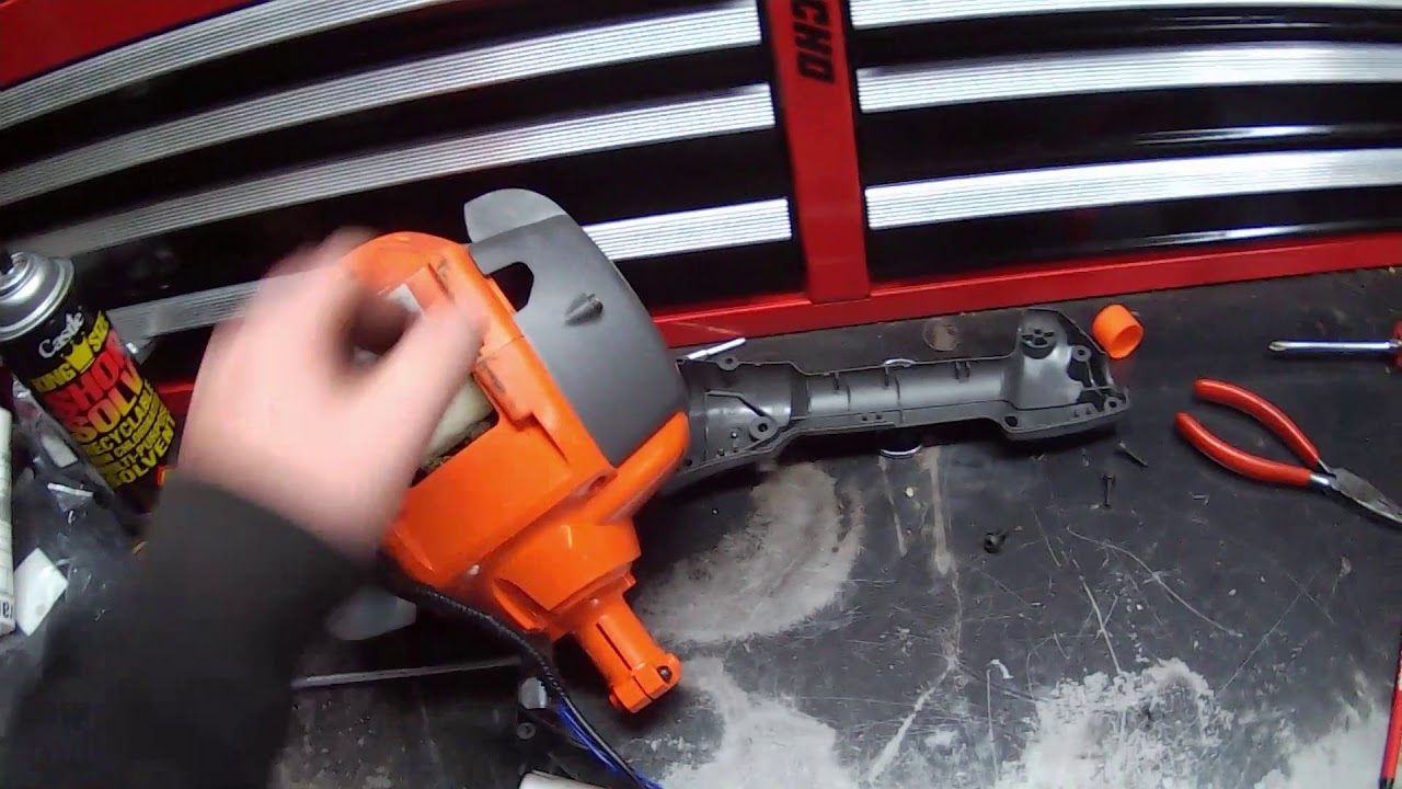 HOW TO - husqvarna 128ldx trimmer head not spinning fix upper shaft replacement