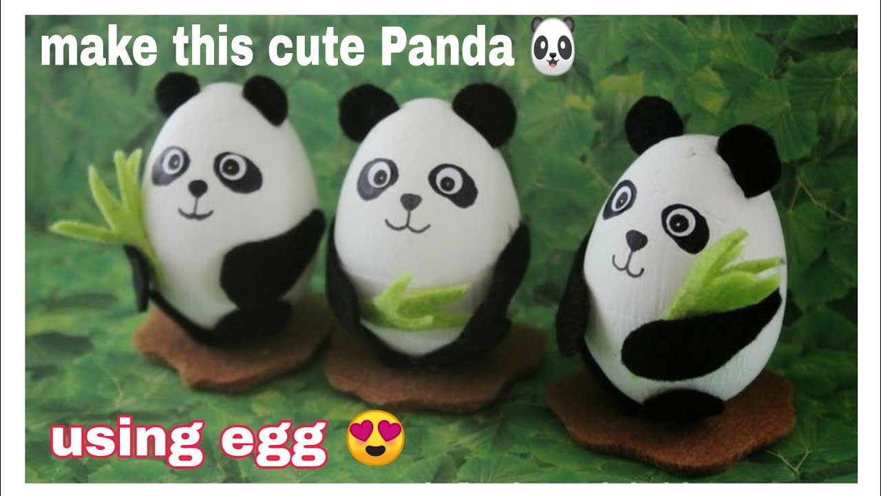 make cute & small panda 🐼 using egg| egg shell craft |crafty panda  |egg decorations |5 minute craft